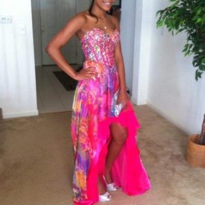 Beautiful Jovani Pink High Low Prom Dress